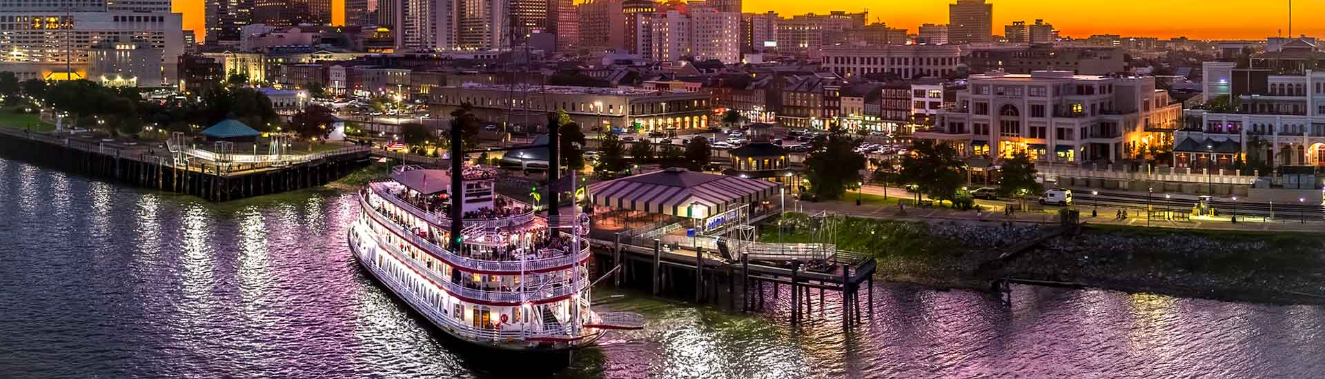 New Orleans River Paddle boat sunset view