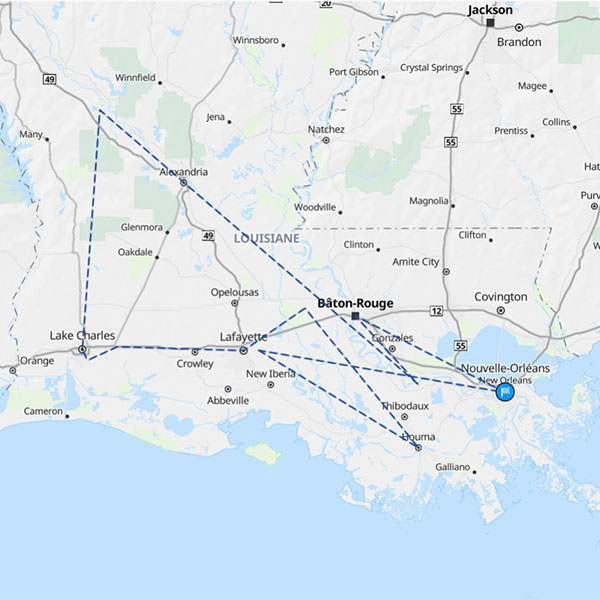 Carte du circuit Louisiane